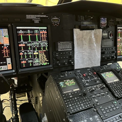 An helicopter cockpit